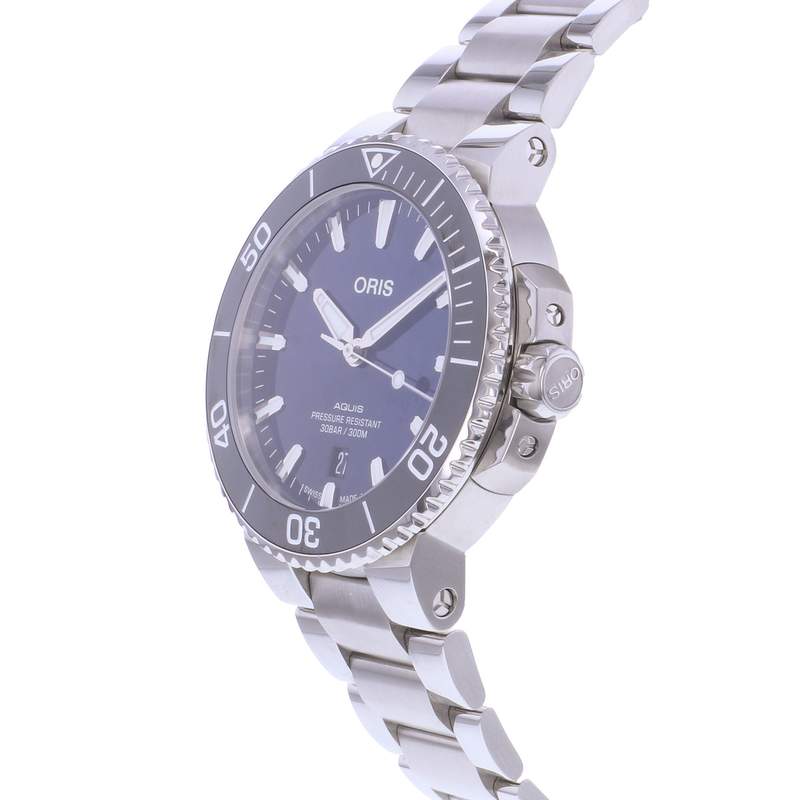 Montre d'occasion ORIS Aquis Date homme automatique bracelet acier - vue D2