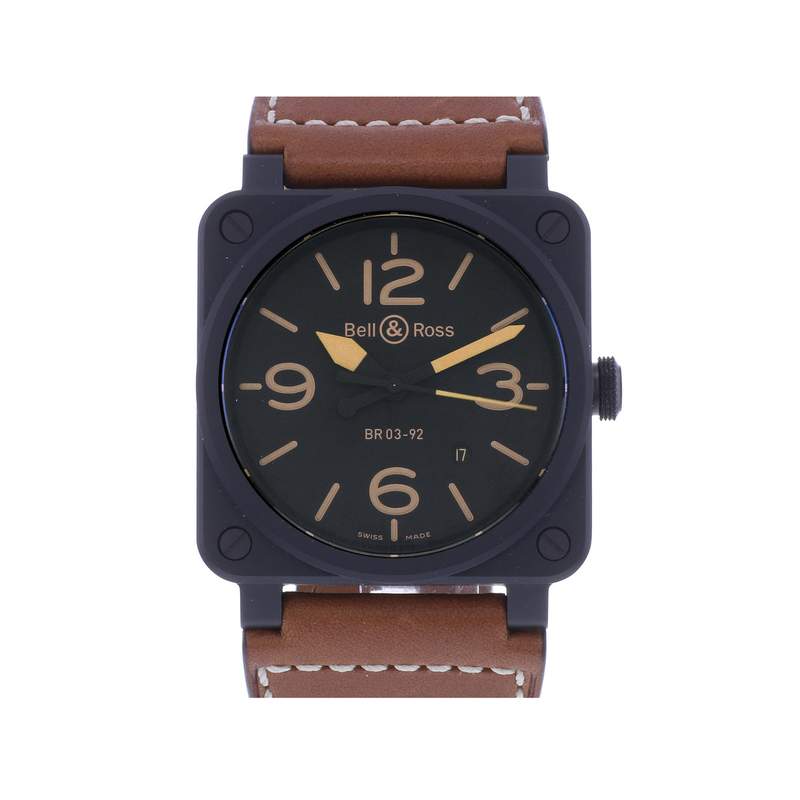 Montre d'occasion BELL & ROSS BR03-92 Heritage homme automatique bracelet cuir d'origine - vue 1
