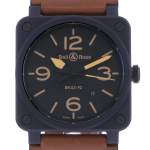 Montre d'occasion BELL & ROSS BR03-92 Heritage homme automatique bracelet cuir d'origine - vue D1