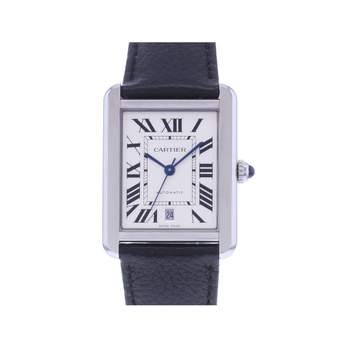 Montre d'occasion CARTIER Tank Solo XL homme automatique bracelet cuir d'origine