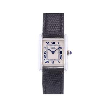 Montre d'occasion CARTIER Must Argent femme quartz bracelet cuir cresus