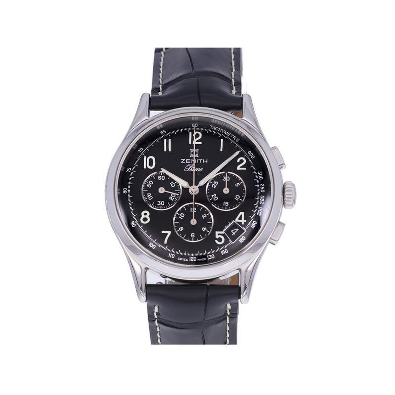 Montre d'occasion ZENITH Prime Chronographe homme mécanique bracelet cuir cresus - vue 1