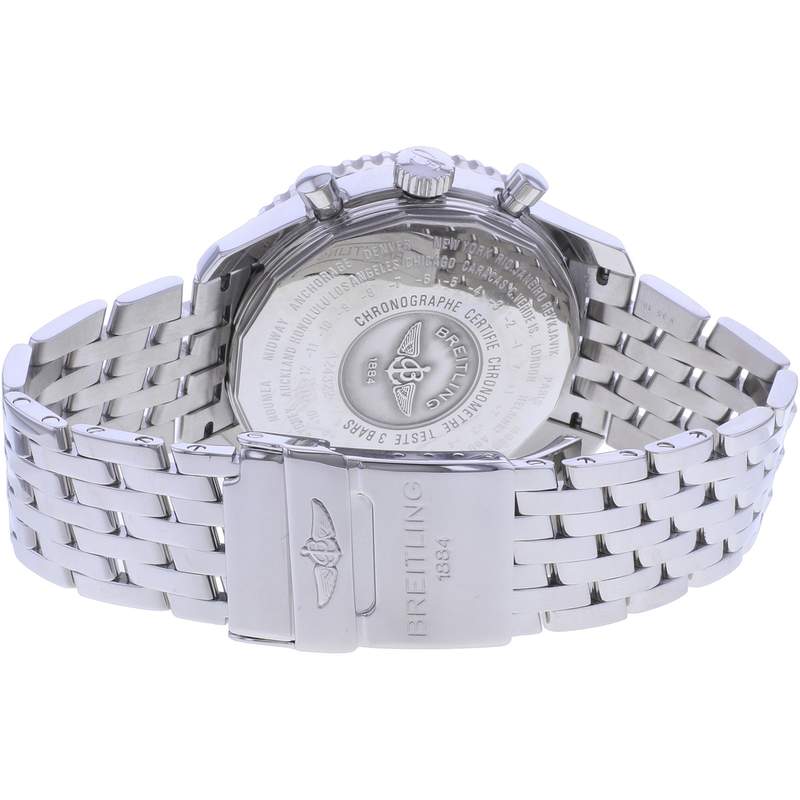 Montre d'occasion BREITLING Navitimer World homme mouvement automatique certifié (cosc) bracelet acier - vue 3