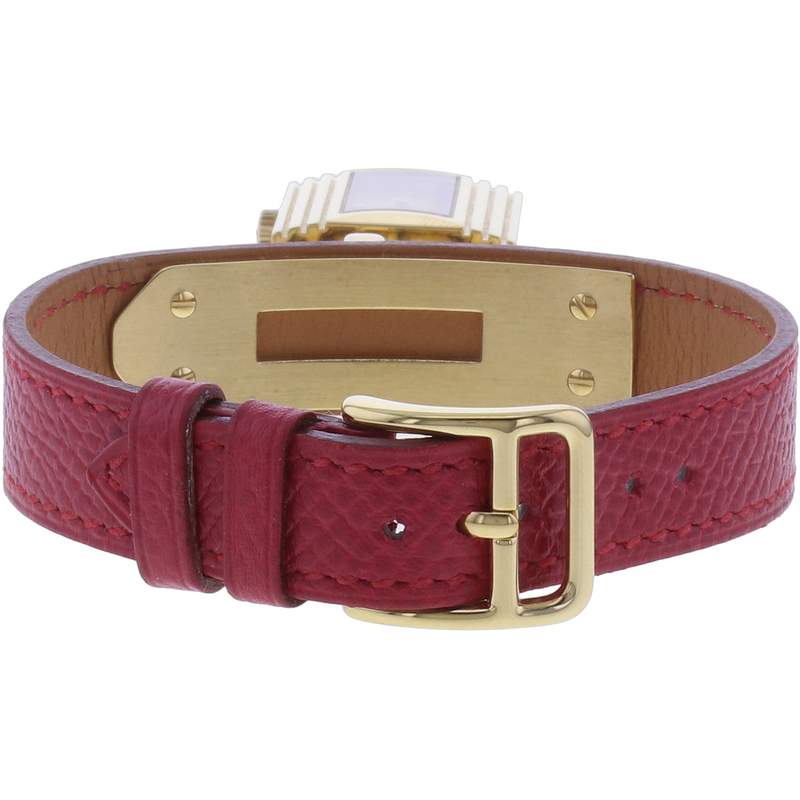 Montre d'occasion HERMES Kelly Lock femme quartz bracelet cuir d'origine - vue 3