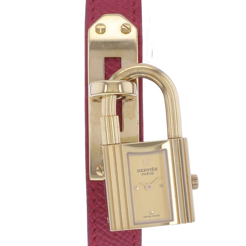 Montre d'occasion HERMES Kelly Lock femme quartz bracelet cuir d'origine - vue D1