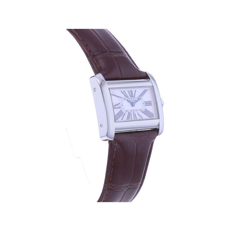 Montre d'occasion CARTIER Tank Divan femme quartz bracelet cuir d'origine - vue 2