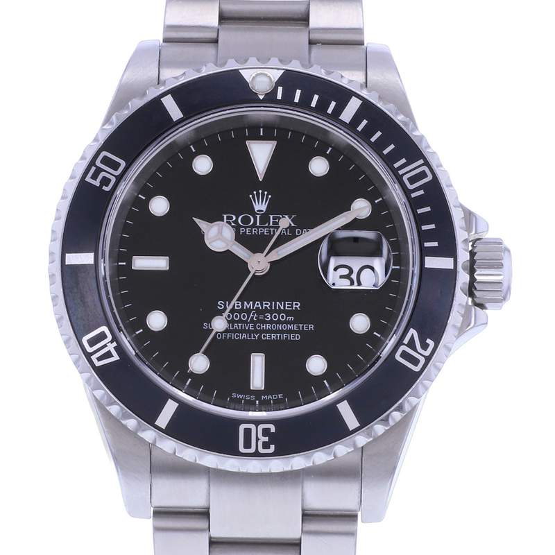 Montre d'occasion ROLEX Submariner Date homme mouvement automatique certifié (cosc) bracelet acier - vue D1