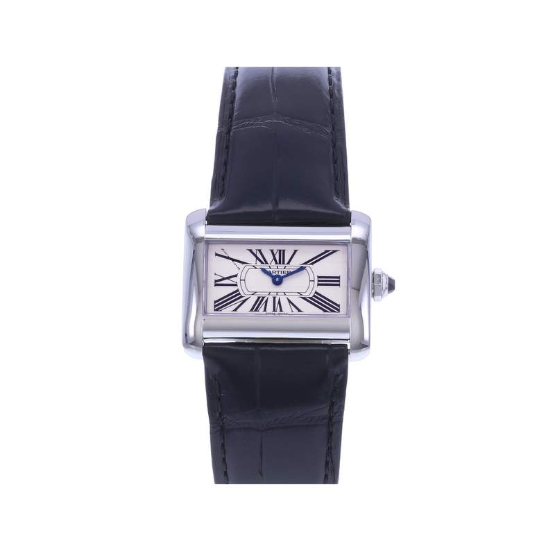 Montre d'occasion CARTIER Tank Divan femme quartz bracelet cuir d'origine - vue 1