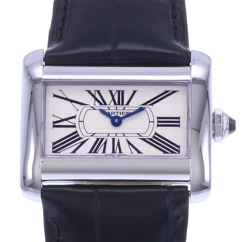 Montre d'occasion CARTIER Tank Divan femme quartz bracelet cuir d'origine - vue D1
