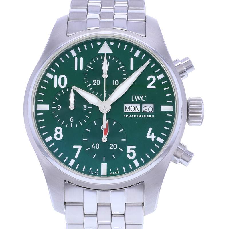 Montre d'occasion IWC Pilot Chronograph homme mouvement automatique certifié (cosc) bracelet acier - vue D1