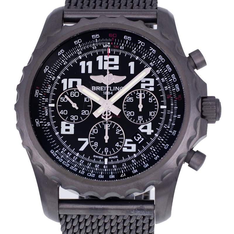Montre d'occasion BREITLING Chronospace Blacksteel homme mouvement automatique certifié (cosc) bracelet acier et pvd - vue D1