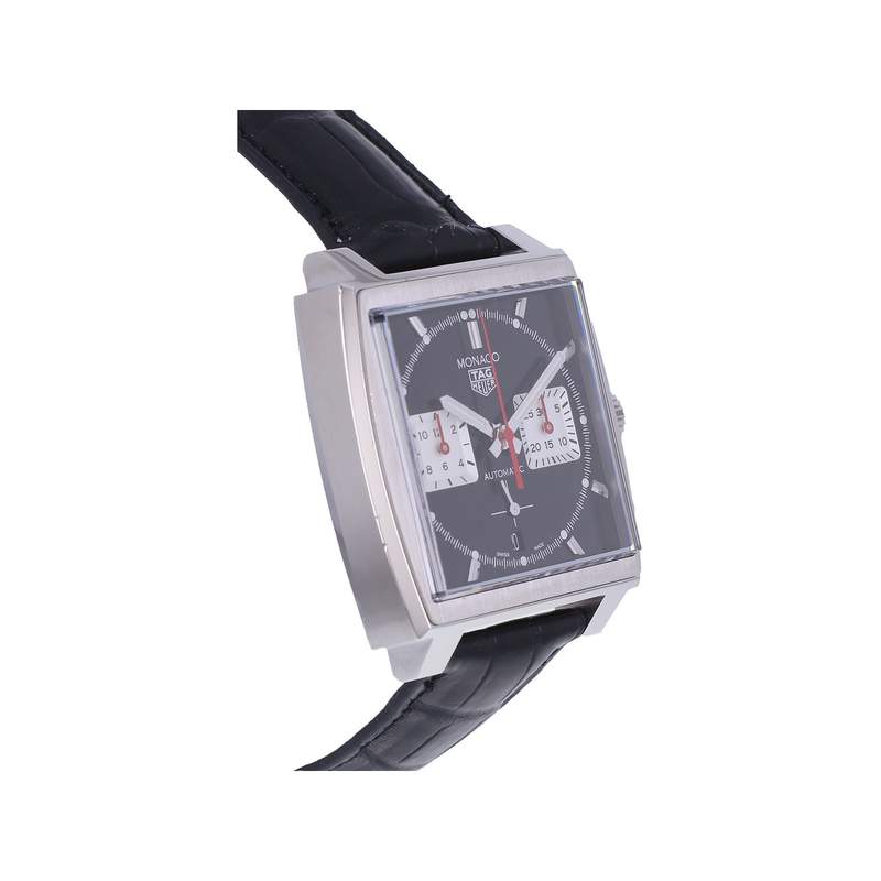 Montre d'occasion TAG HEUER Monaco Calibre Heuer 02 homme automatique bracelet cuir - vue 2
