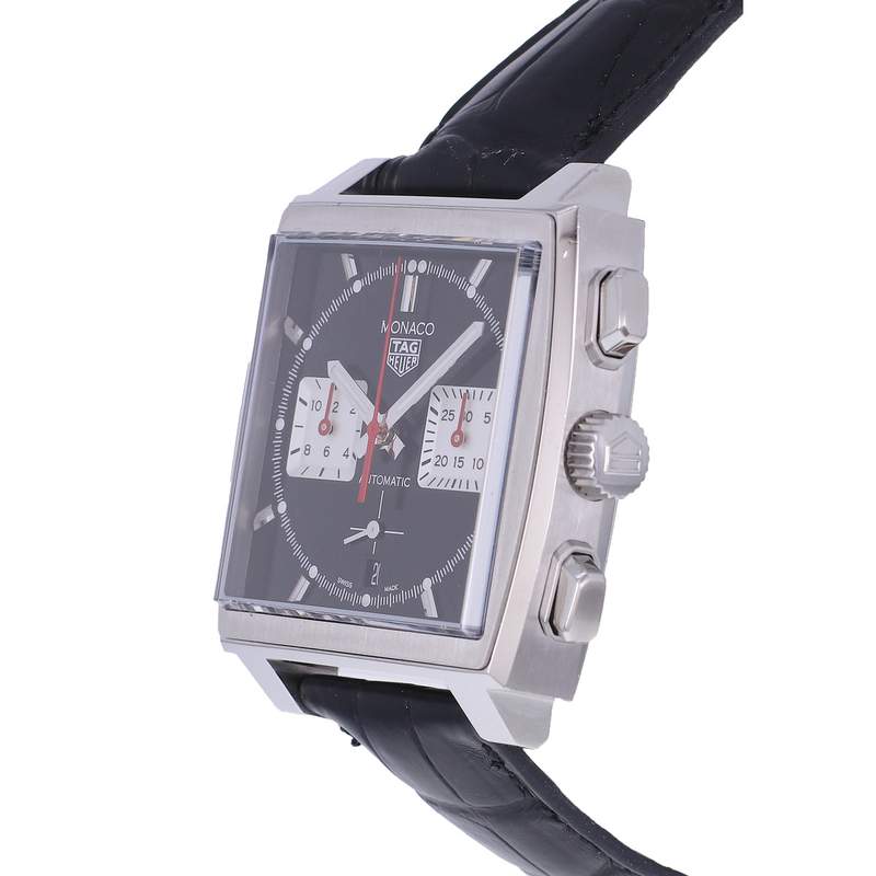 Montre d'occasion TAG HEUER Monaco Calibre Heuer 02 homme automatique bracelet cuir - vue D2