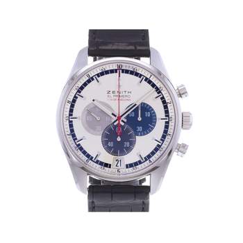 Montre d'occasion ZENITH El Primero Chronographe 1/10 of a second homme automatique bracelet cuir d'origine