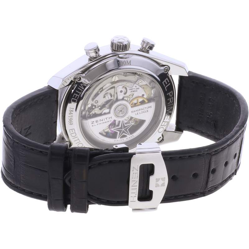 Montre d'occasion ZENITH El Primero Chronographe 1/10 of a second homme automatique bracelet cuir d'origine - vue 3