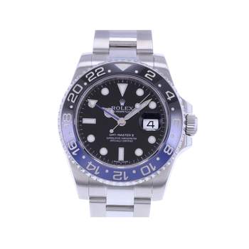 Montre d'occasion ROLEX GMT-Master II Batman homme mouvement automatique certifié (cosc) bracelet acier