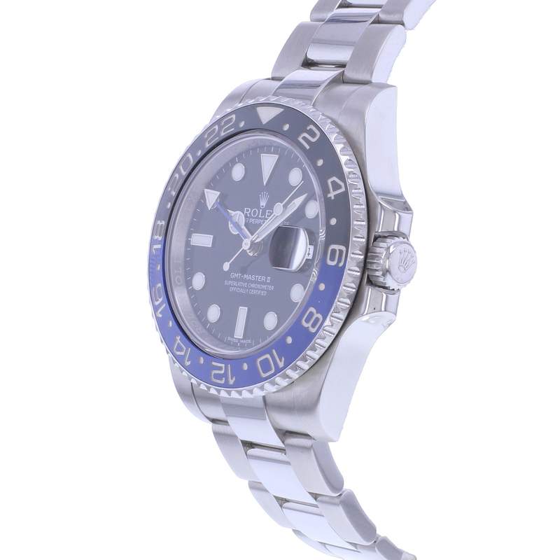 Montre d'occasion ROLEX GMT-Master II Batman homme mouvement automatique certifié (cosc) bracelet acier - vue D2