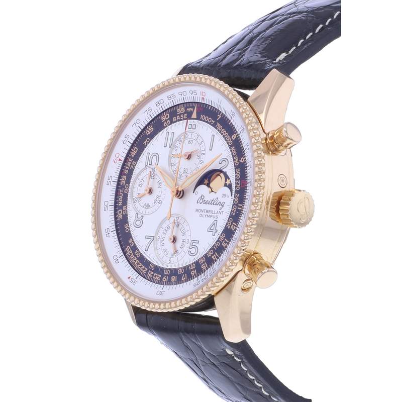 Montre d'occasion BREITLING Montbrillant Olympus Gold homme mouvement automatique certifié (cosc) bracelet cuir cresus - vue D2