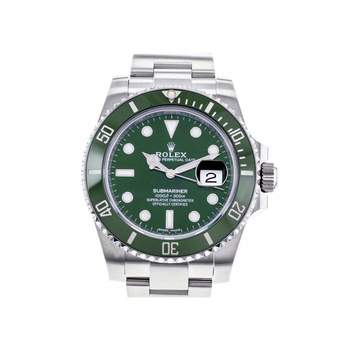Montre d'occasion rolex submariner céramique verte homme mouvement automatique certifié (cosc) bracelet acier
