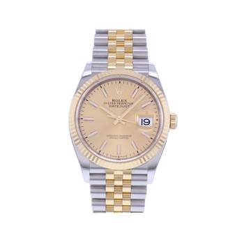 Montre d'occasion ROLEX DateJust 36 mixte mouvement automatique certifié (cosc) bracelet or jaune 750/000 et acier