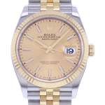 Montre d'occasion ROLEX DateJust 36 mixte mouvement automatique certifié (cosc) bracelet or jaune 750/000 et acier - vue D1