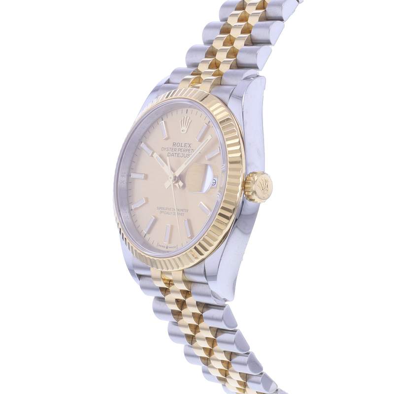 Montre d'occasion ROLEX DateJust 36 mixte mouvement automatique certifié (cosc) bracelet or jaune 750/000 et acier - vue D2