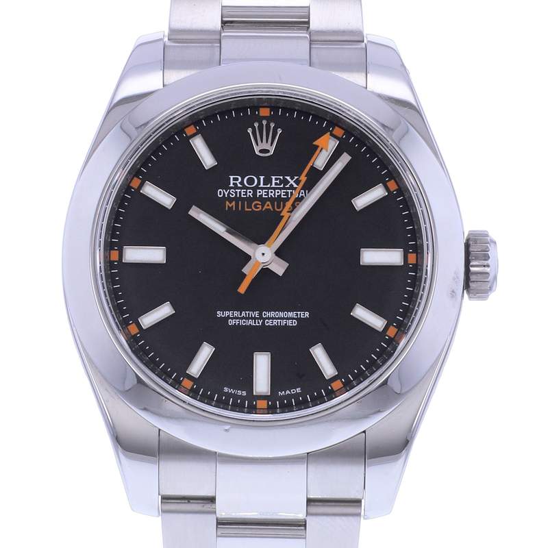 Montre d'occasion ROLEX Milgauss homme mouvement automatique certifié (cosc) bracelet acier - vue D1