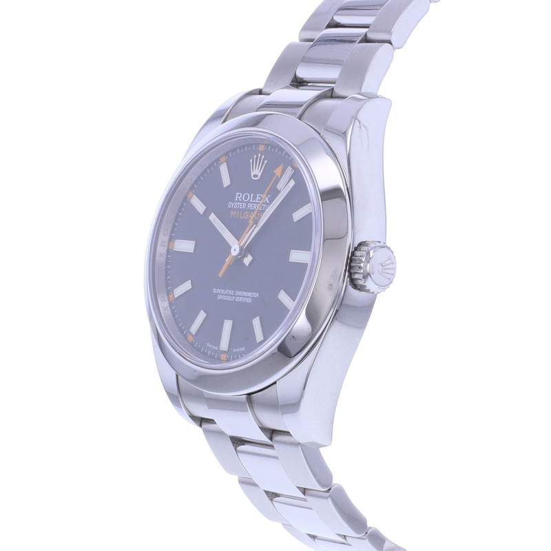 Montre d'occasion ROLEX Milgauss homme mouvement automatique certifié (cosc) bracelet acier - vue D2