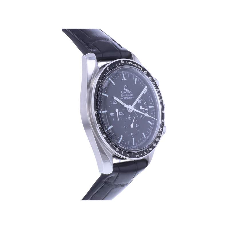 Montre d'occasion OMEGA Speedmaster Moonwatch homme mécanique bracelet cuir d'origine - vue 2
