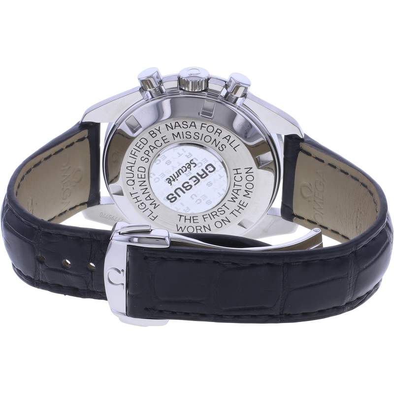 Montre d'occasion OMEGA Speedmaster Moonwatch homme mécanique bracelet cuir d'origine - vue 3
