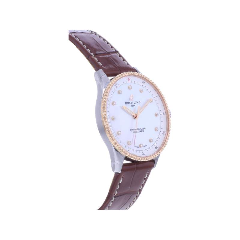 Montre d'occasion BREITLING Navitimer femme quartz bracelet cuir d'origine - vue 2