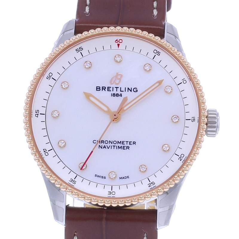 Montre d'occasion BREITLING Navitimer femme quartz bracelet cuir d'origine - vue D1