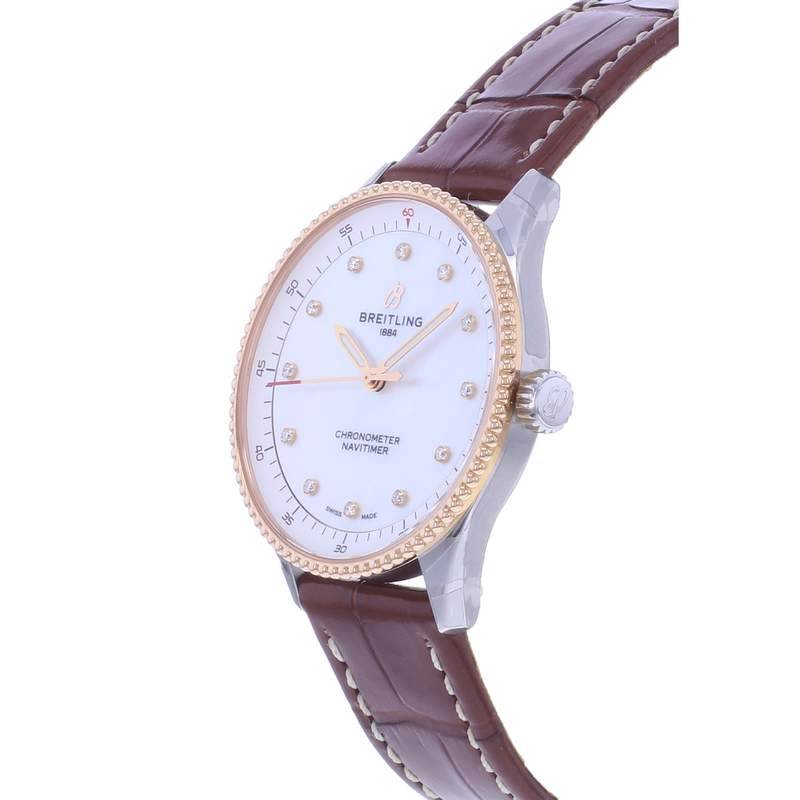 Montre d'occasion BREITLING Navitimer femme quartz bracelet cuir d'origine - vue D2