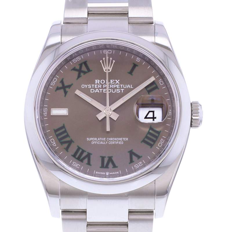 Montre d'occasion ROLEX DateJust 36 Wimbledon mixte mouvement automatique certifié (cosc) bracelet acier - vue D1