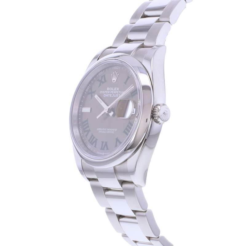 Montre d'occasion ROLEX DateJust 36 Wimbledon mixte mouvement automatique certifié (cosc) bracelet acier - vue D2