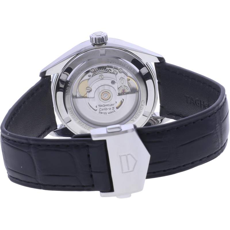 Montre d'occasion TAG HEUER Carrera Calibre 5 homme automatique bracelet cuir d'origine - vue 3