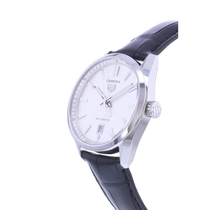 Montre d'occasion TAG HEUER Carrera Calibre 5 homme automatique bracelet cuir d'origine - vue D2