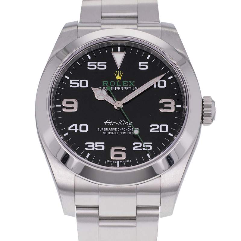 Montre d'occasion ROLEX Air King homme mouvement automatique certifié (cosc) bracelet acier - vue D1