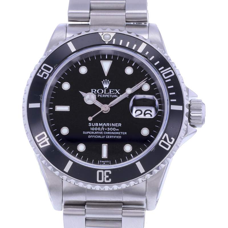 Montre d'occasion ROLEX Submariner Date homme mouvement automatique certifié (cosc) bracelet acier - vue D1