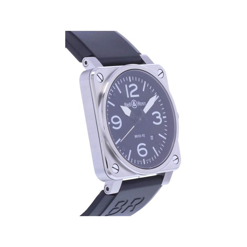 Montre d'occasion BELL & ROSS BR03-92 Black Steel homme automatique bracelet caoutchouc - vue 2