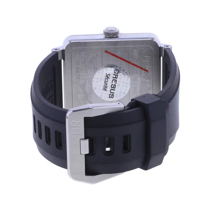 Montre d'occasion BELL & ROSS BR03-92 Black Steel homme automatique bracelet caoutchouc - vue 3