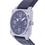 Montre d'occasion BELL & ROSS BR03-92 Black Steel homme automatique bracelet caoutchouc - vue D2