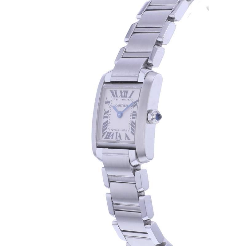 Montre d'occasion CARTIER Tank Française Mini femme quartz bracelet acier - vue D2