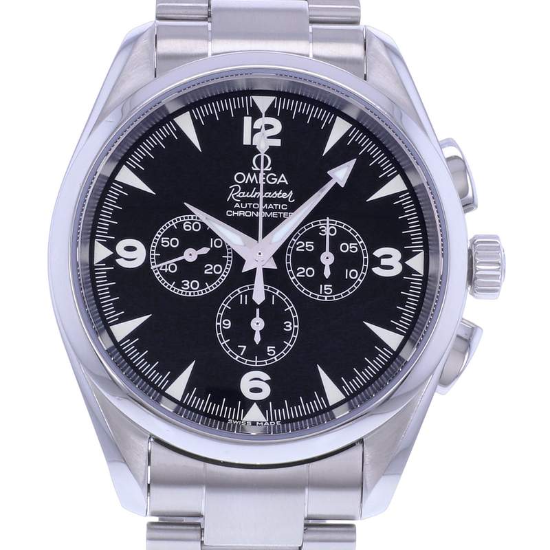 Montre d'occasion OMEGA Railmaster homme mouvement automatique certifié (cosc) bracelet acier - vue D1