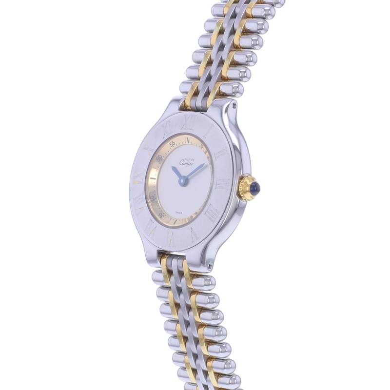 Montre d'occasion CARTIER Must 21 femme quartz bracelet acier et plaqué or - vue D2