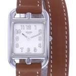 Montre d'occasion HERMES Cape Cod femme quartz bracelet cuir cresus - vue D1