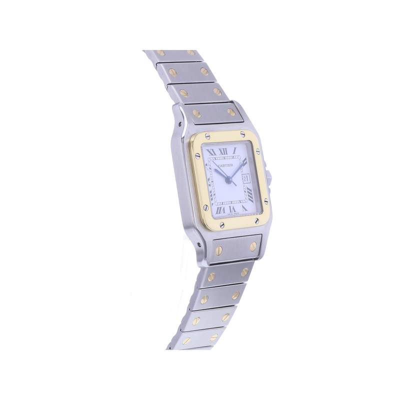 Montre d'occasion CARTIER Santos Carrée mixte automatique bracelet or jaune 750/000 et acier - vue 2