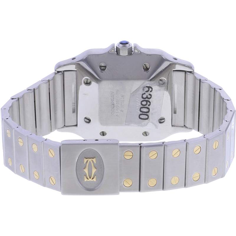 Montre d'occasion CARTIER Santos Carrée mixte automatique bracelet or jaune 750/000 et acier - vue 3