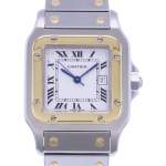 Montre d'occasion CARTIER Santos Carrée mixte automatique bracelet or jaune 750/000 et acier - vue D1