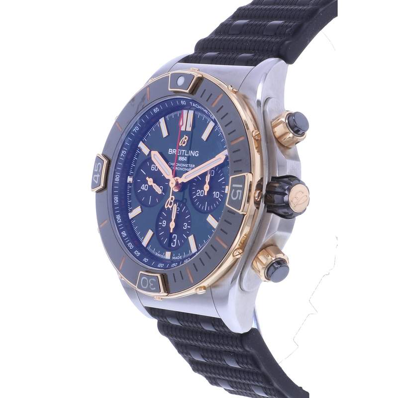 Montre d'occasion BREITLING Chronomat B01-44 homme mouvement automatique certifié (cosc) bracelet caoutchouc - vue D2